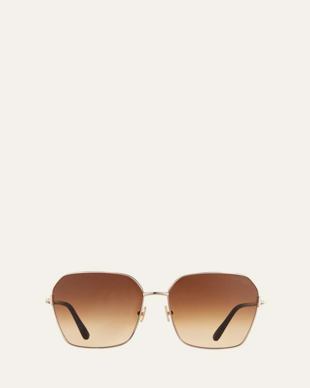 Claudia Geometric Metal/Acetate Sunglasses